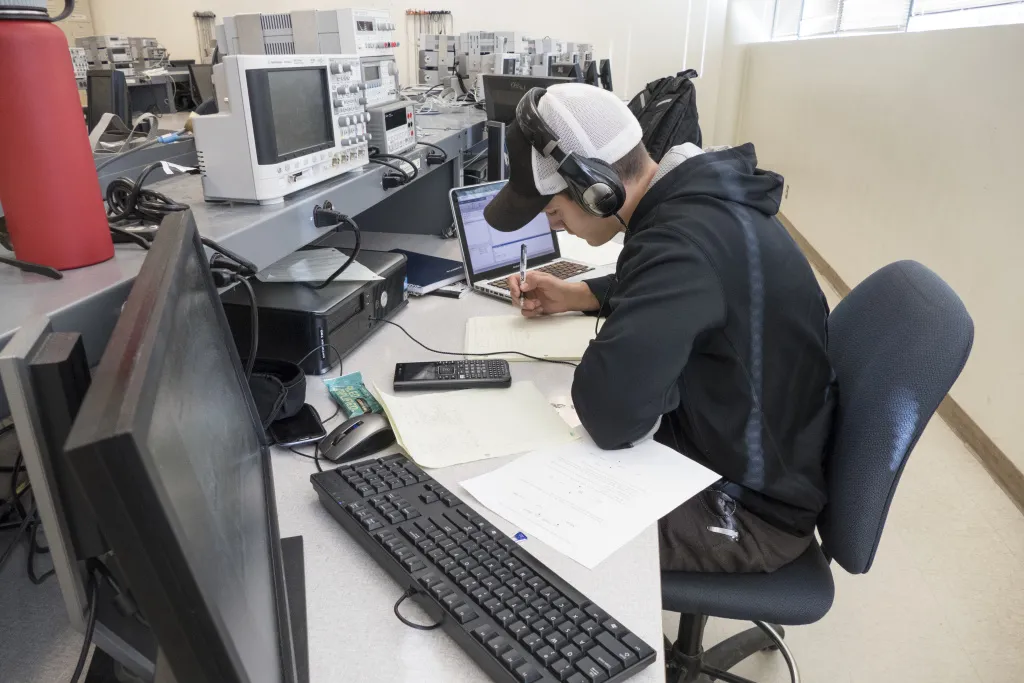 Person working in a computer lab.